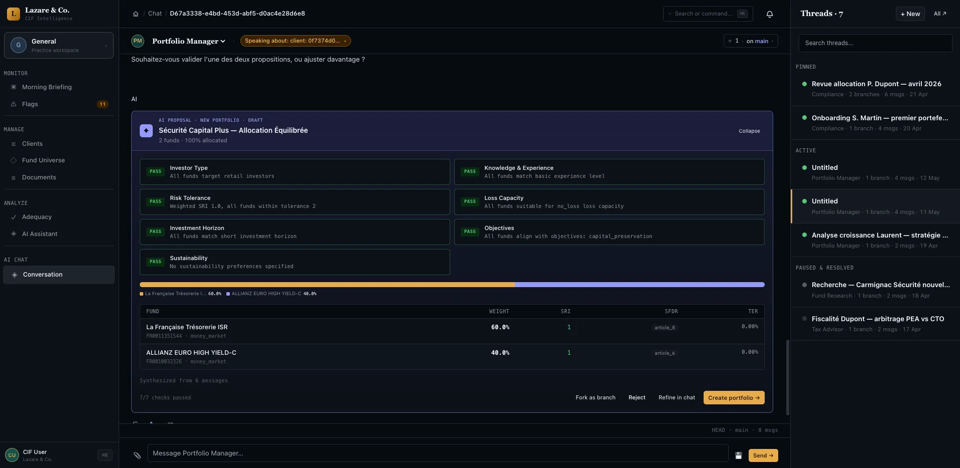 AI portfolio proposal | Screenshot · synthetic data