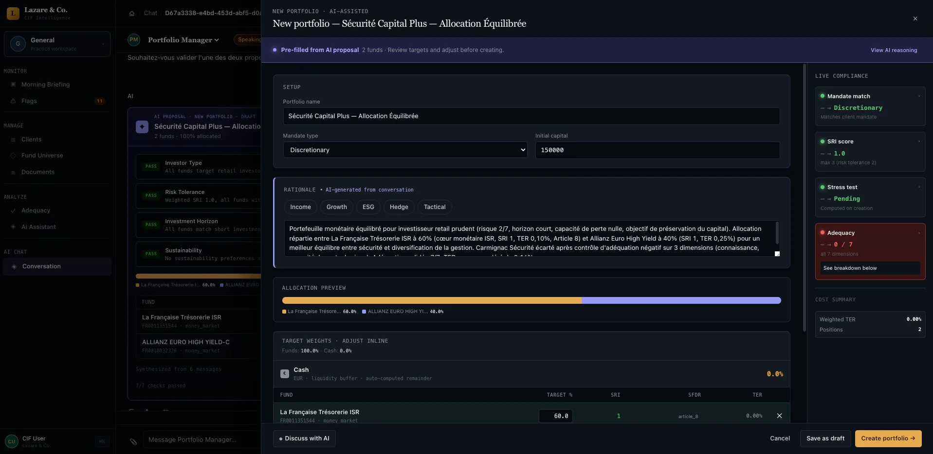 Live compliance sidecar | Screenshot · synthetic data